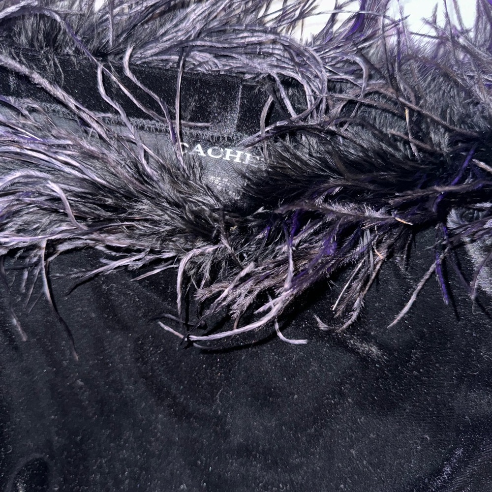 Cachet Black Long Sleeve Top with Feather Trim - Picture 4 of 7